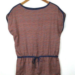 ANN TAYLOR Cap Sleeve Striped Drawstring Top